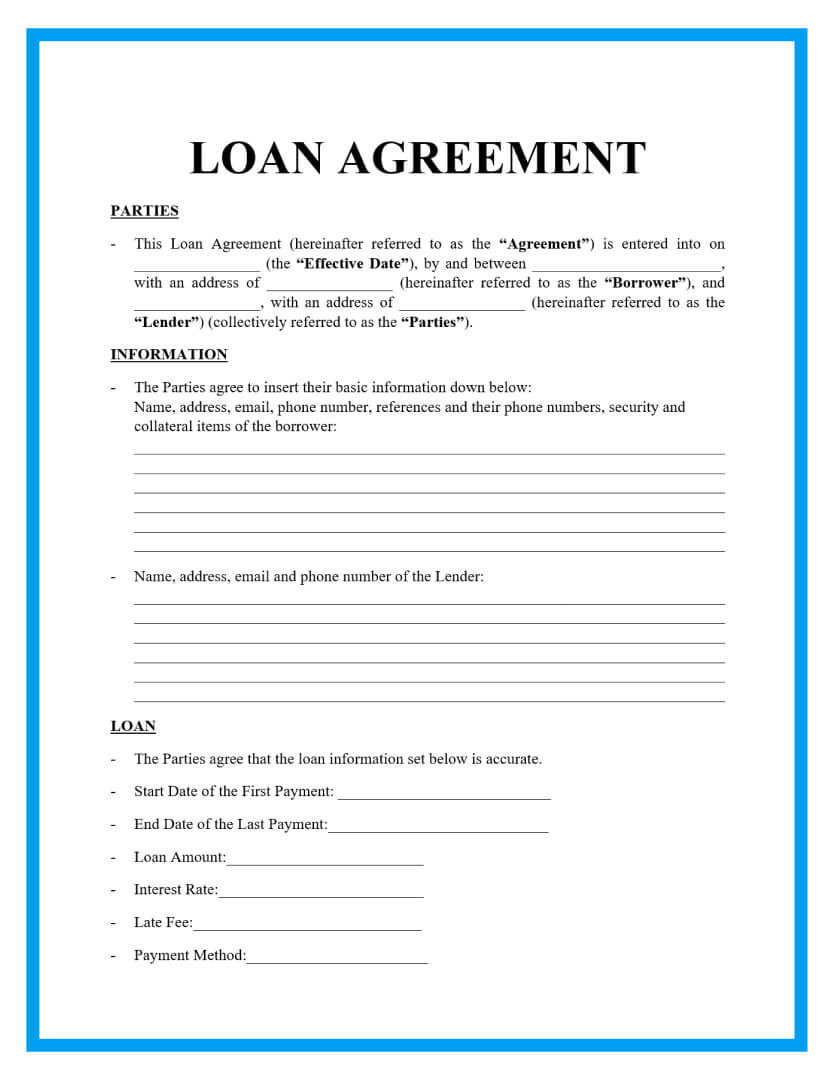 sample loan agreement template sample loan agreement template
