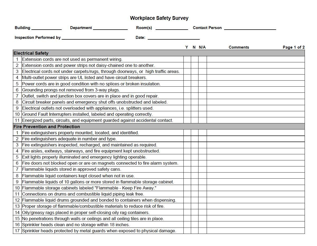 sample safety audit checklist template sample safety audit checklist template