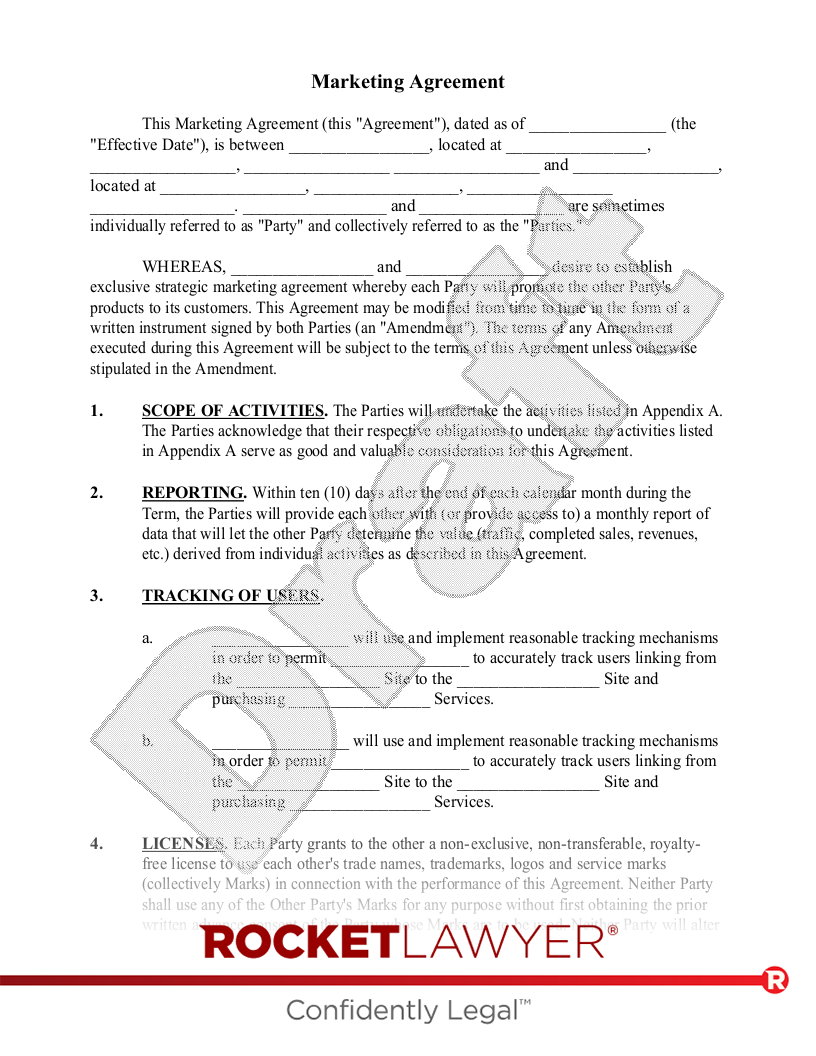 sample marketing agreement template sample marketing agreement template