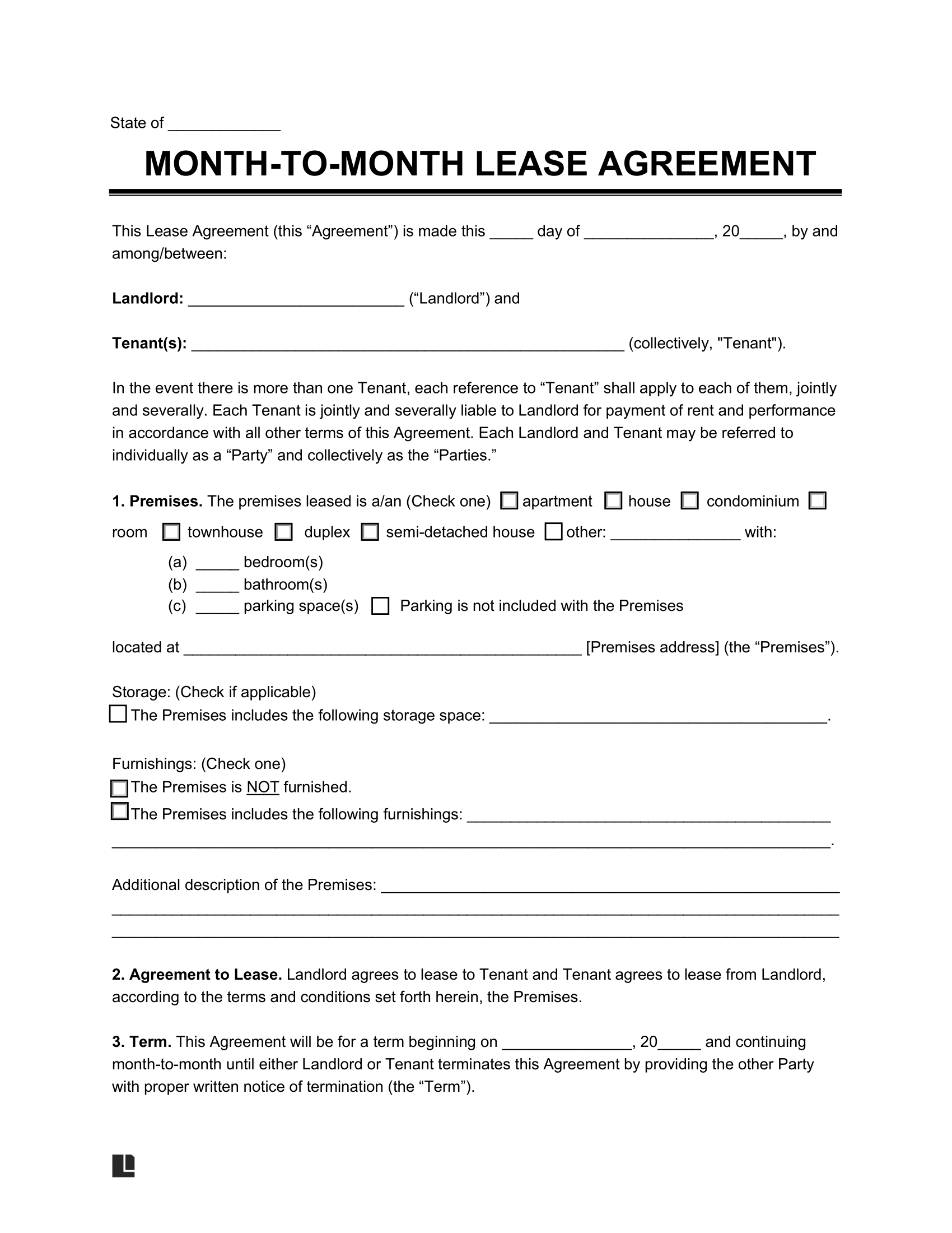 sample month to month lease agreement template sample month to month lease agreement template