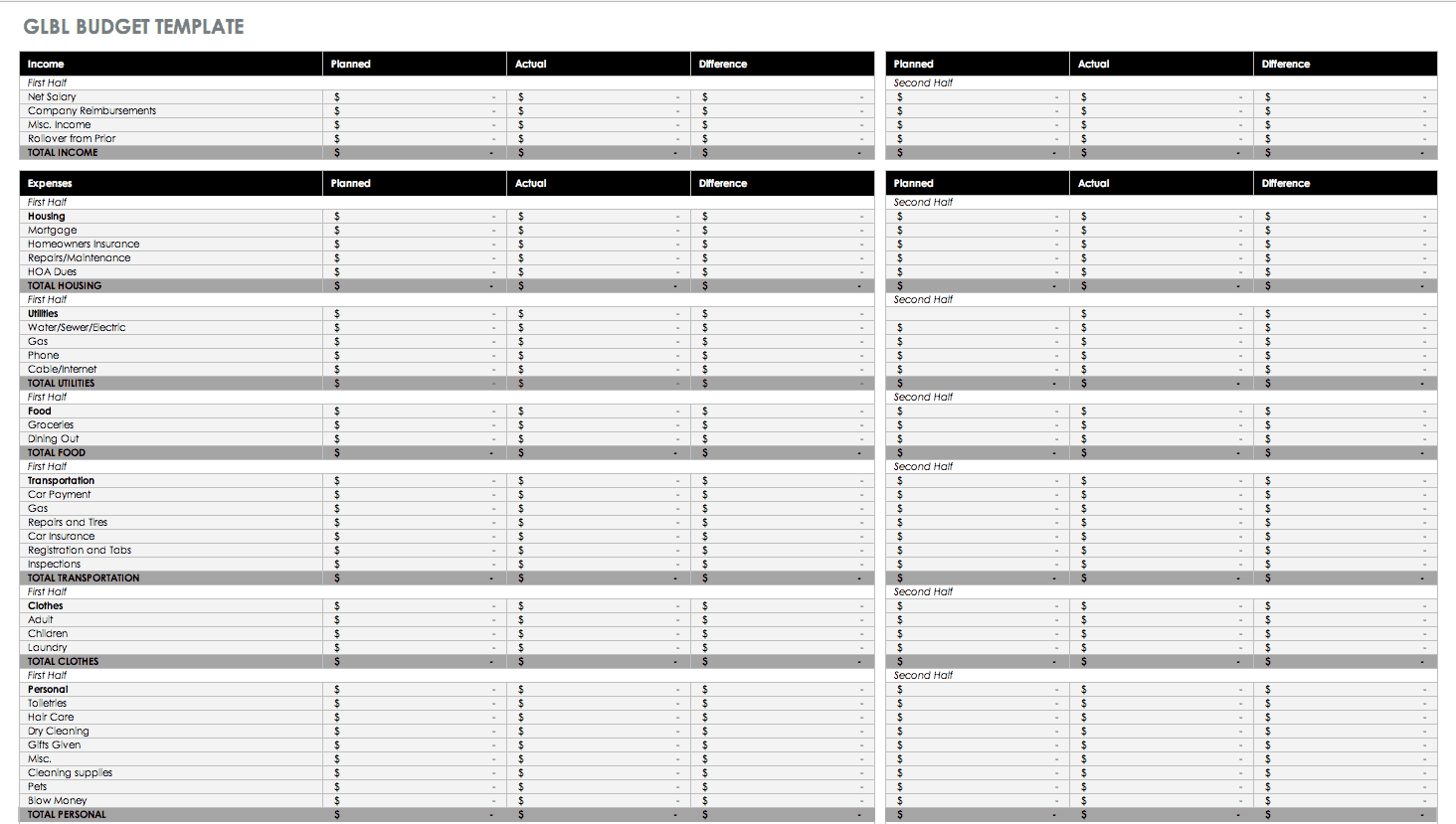 sample detailed monthly budget template sample detailed monthly budget template