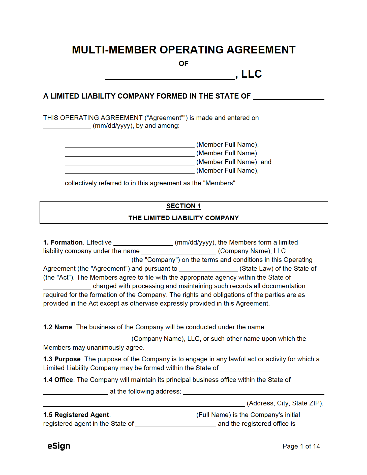 sample multiple member llc operating agreement template sample multiple member llc operating agreement template
