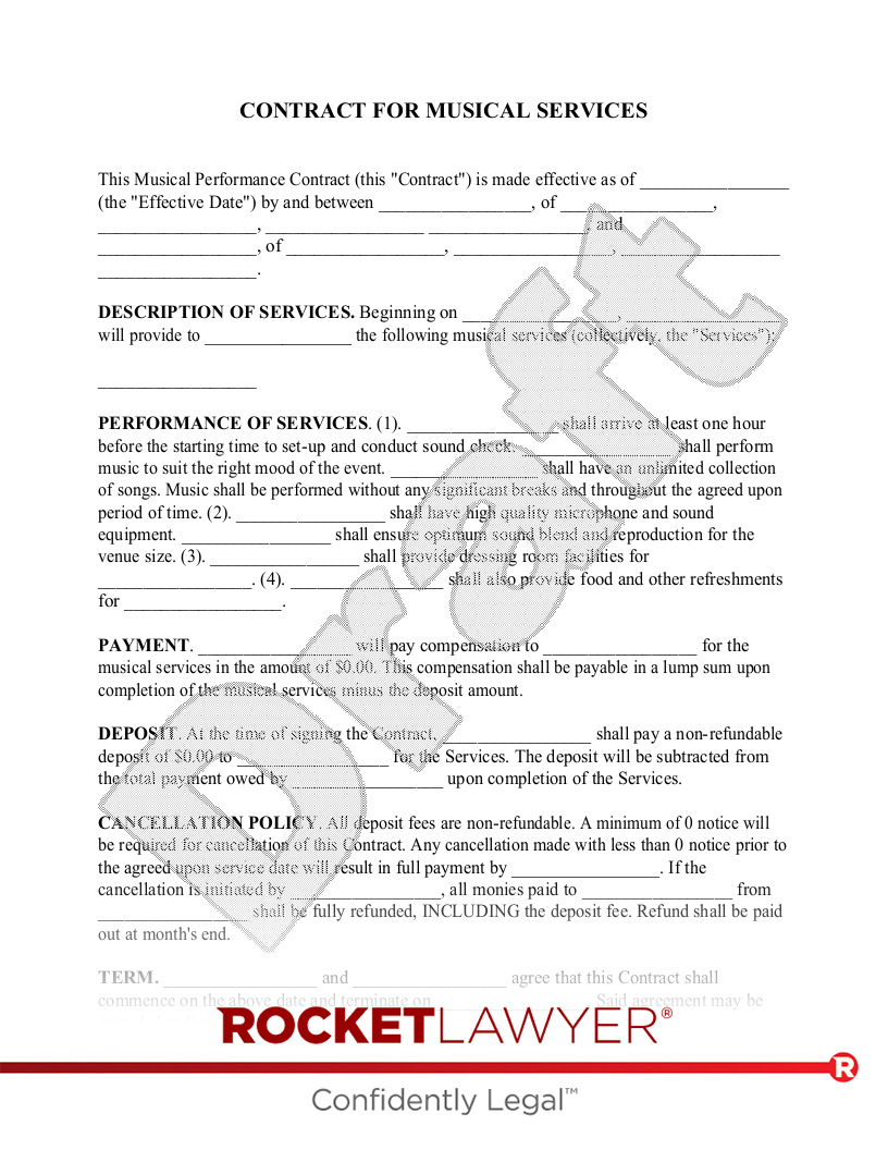 sample music agreement template sample music agreement template