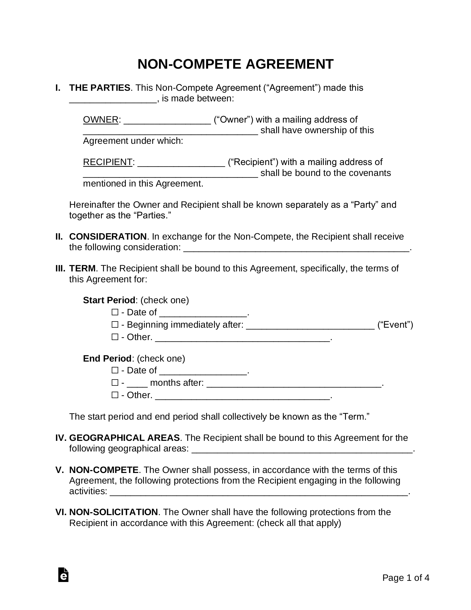 sample non competition agreement template sample non competition agreement template