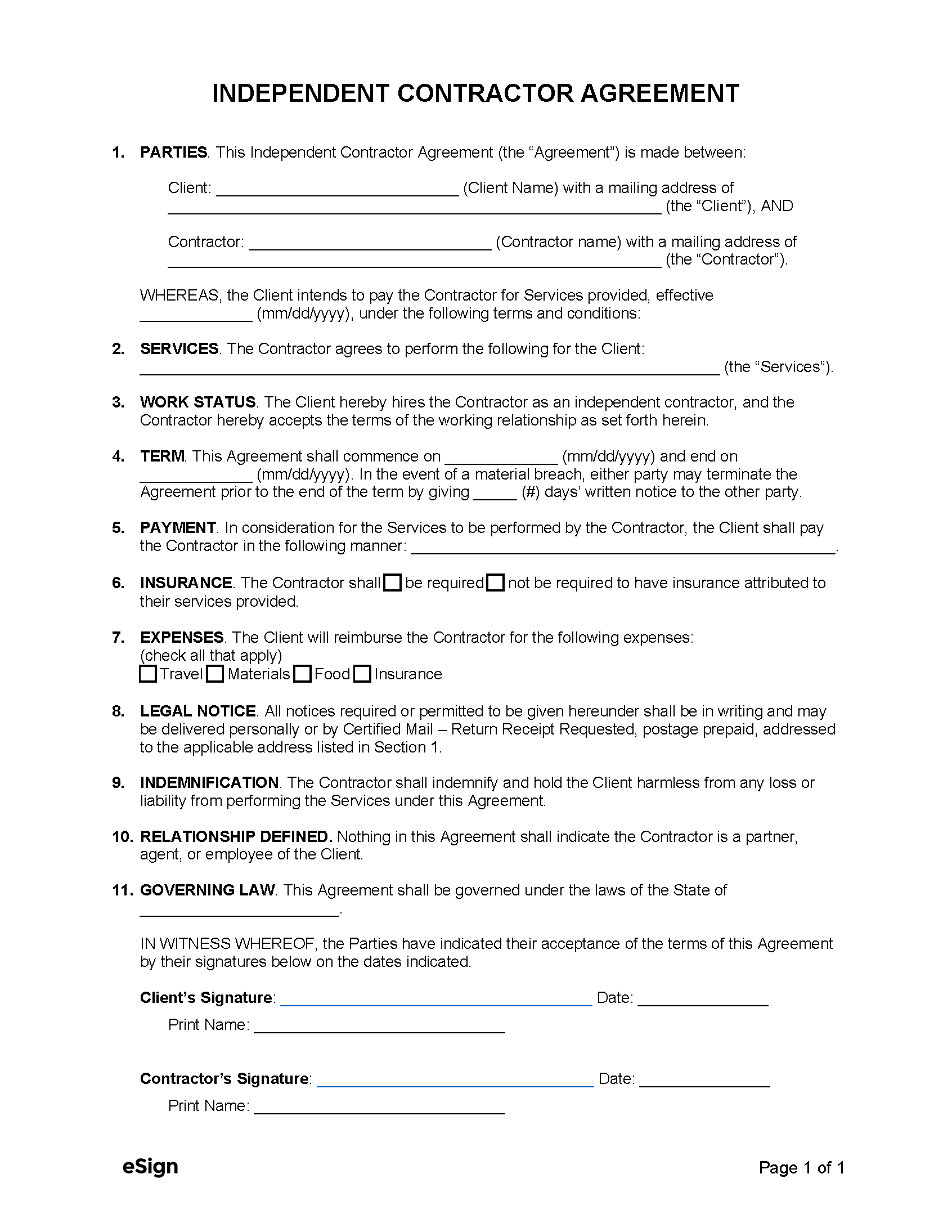 sample independent contractor agreement template sample independent contractor agreement template