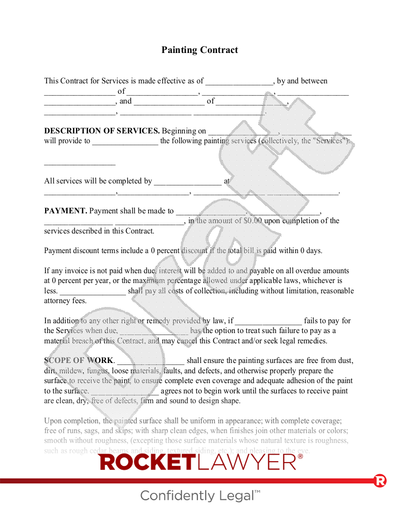 sample painting agreement template sample painting agreement template