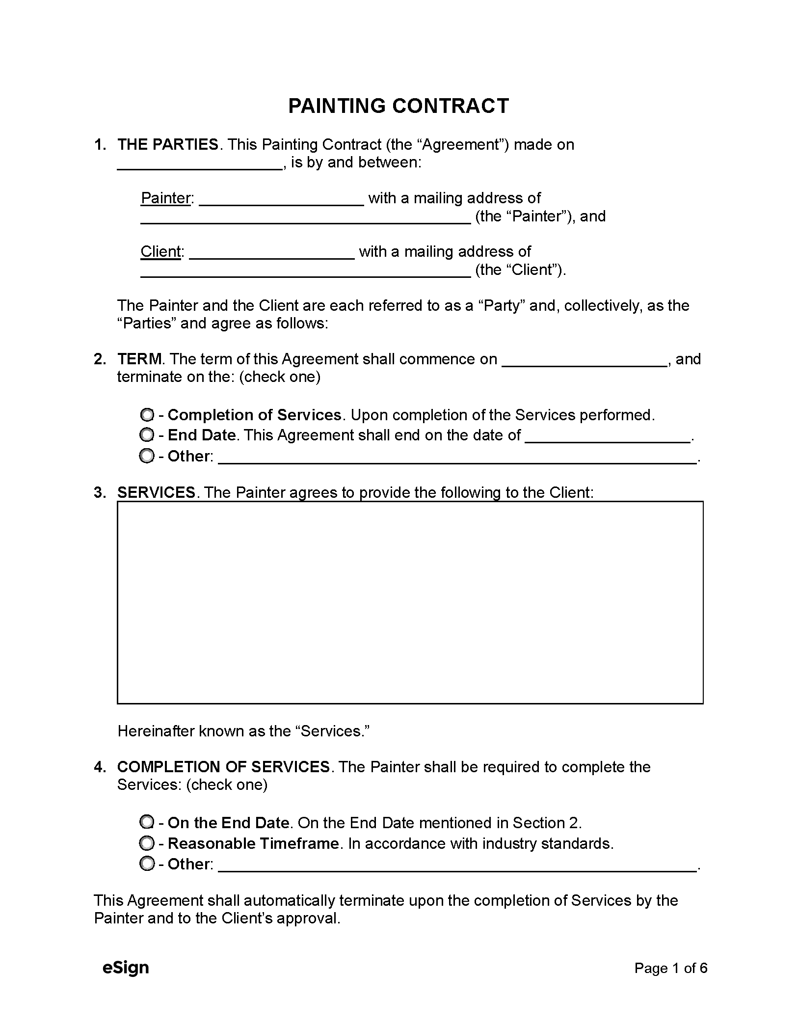 sample painting agreement template sample painting agreement template