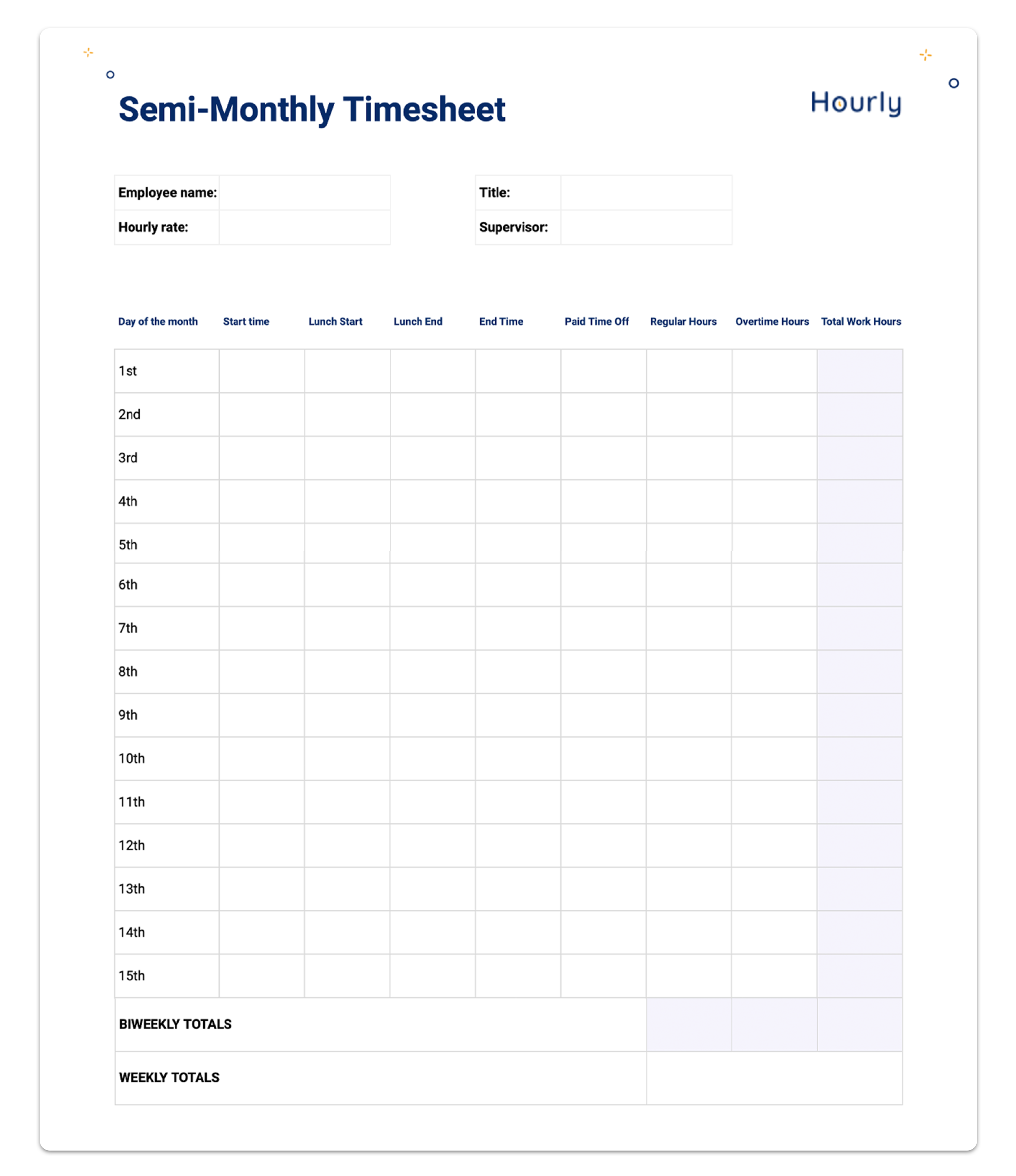 sample hourly timesheet template sample hourly timesheet template