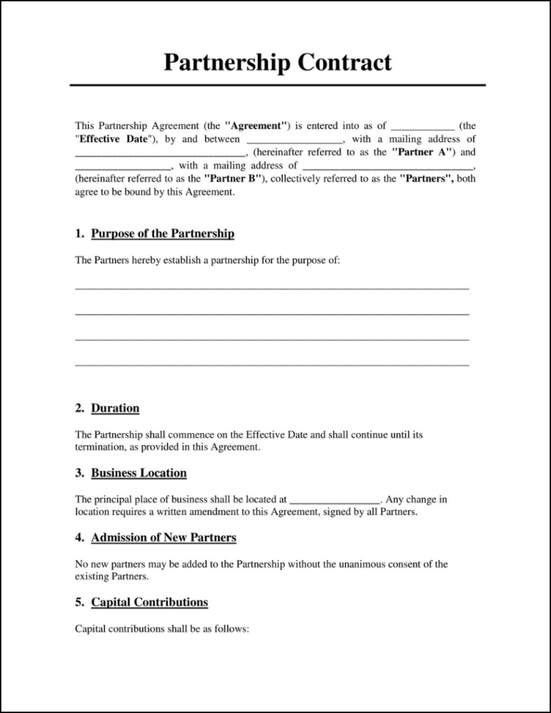 sample partnership business agreement template sample partnership business agreement template