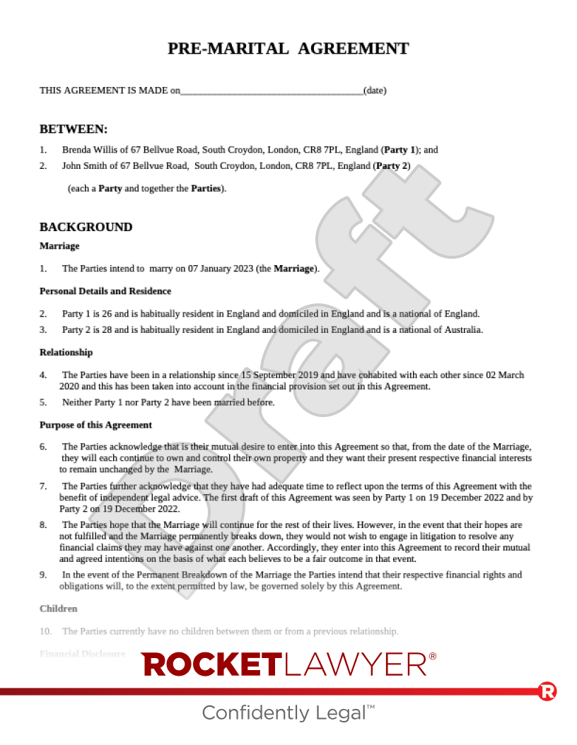 sample prenuptial agreement template sample prenuptial agreement template