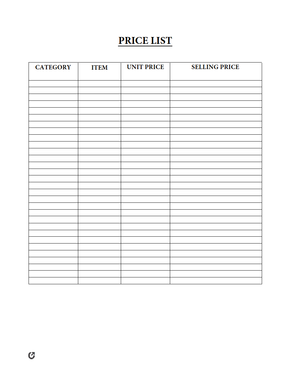 sample Wholesale Price List Template sample Wholesale Price List Template