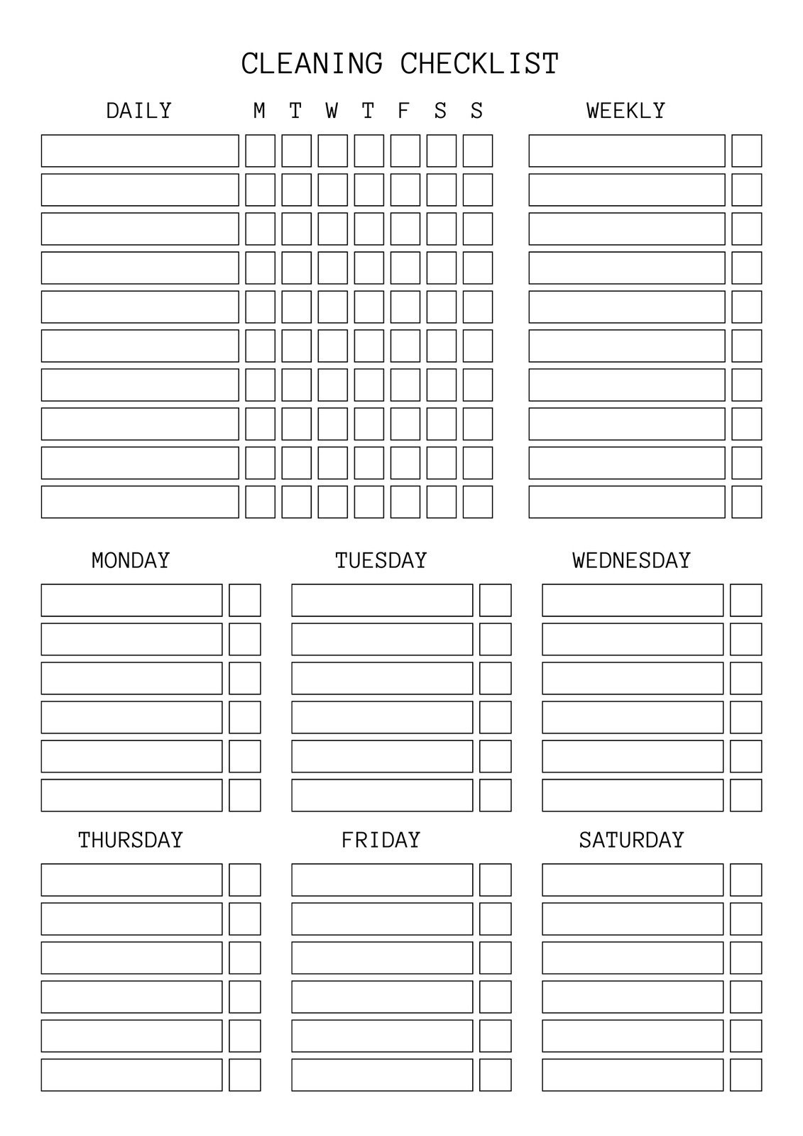 sample cleaning checklist template sample cleaning checklist template