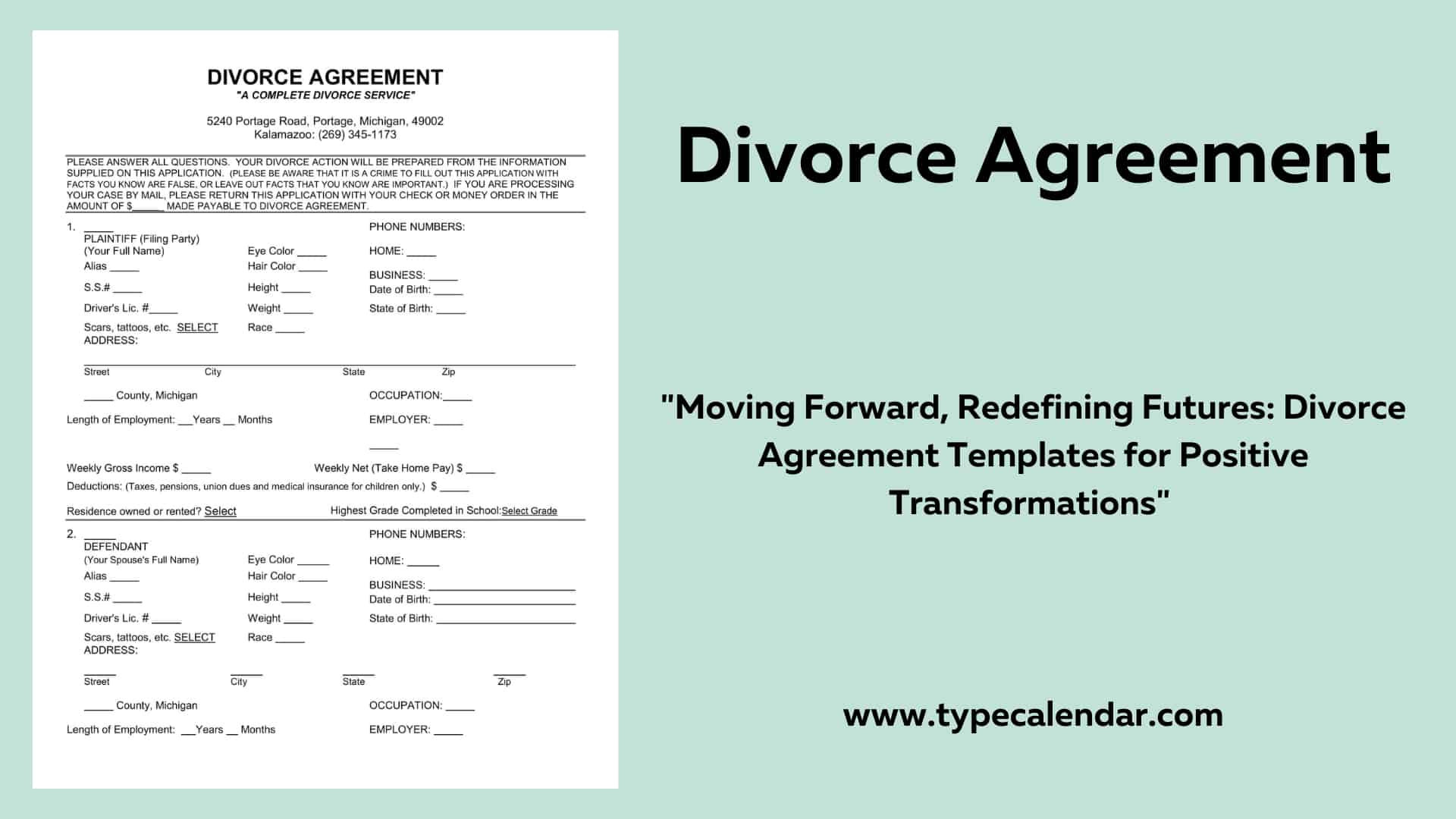 sample divorce agreement template sample divorce agreement template