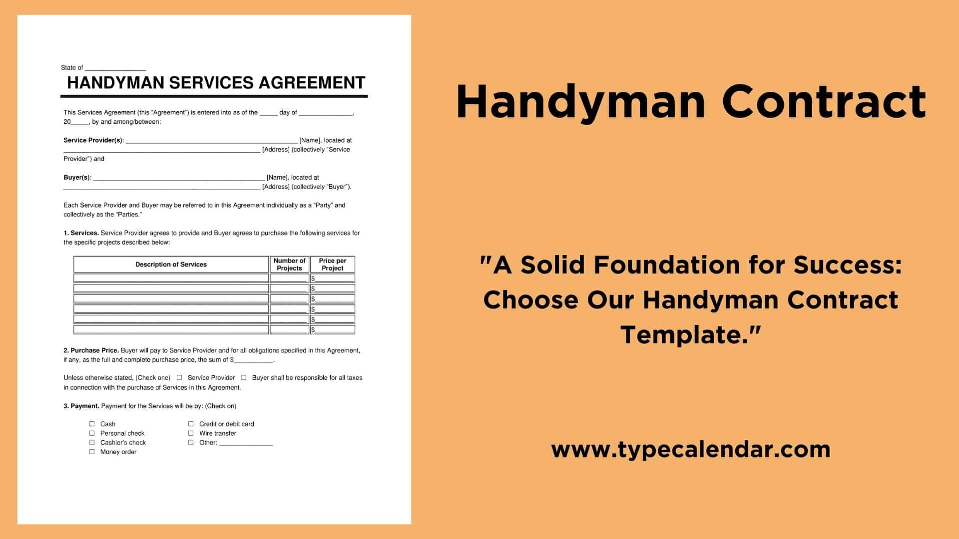 sample handyman agreement template sample handyman agreement template