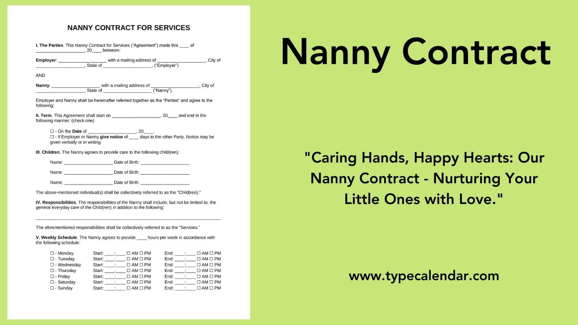 sample nanny agreement template sample nanny agreement template
