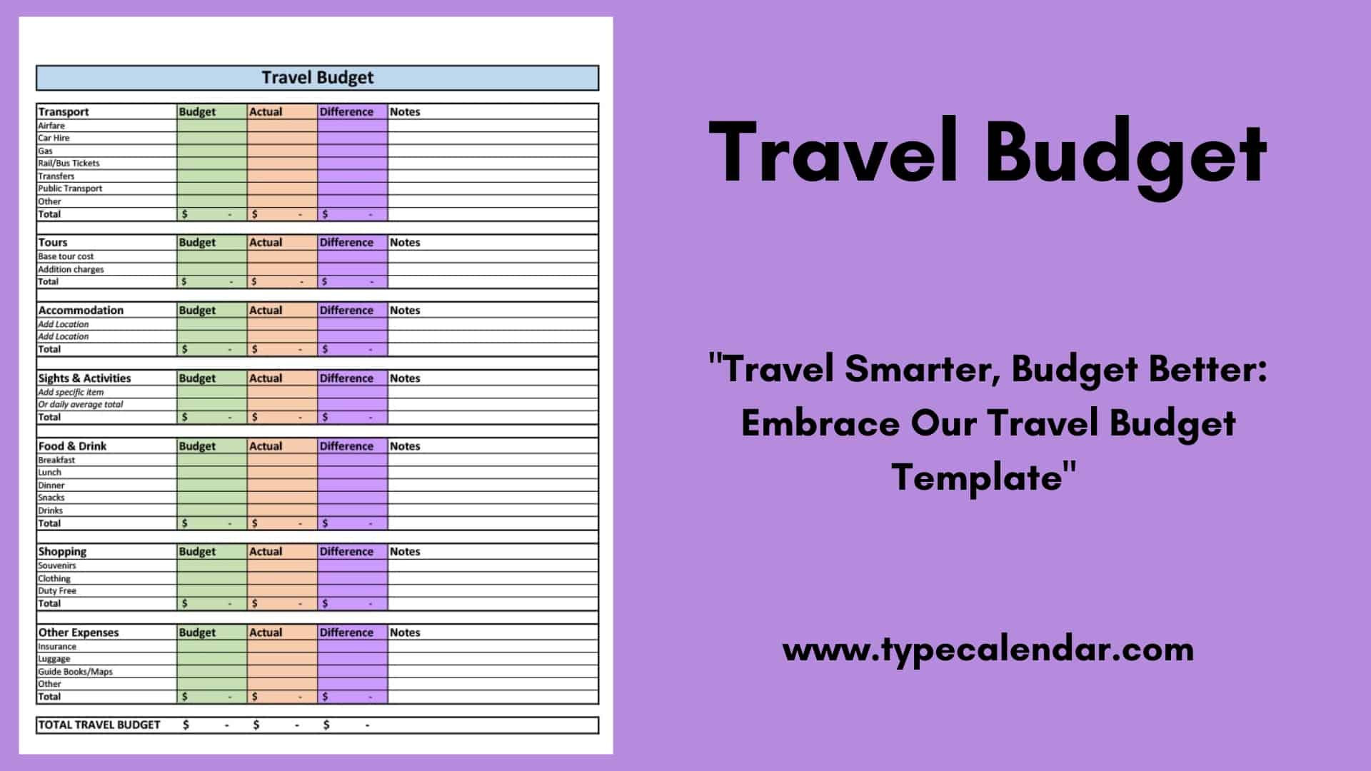 sample travel budget template sample travel budget template
