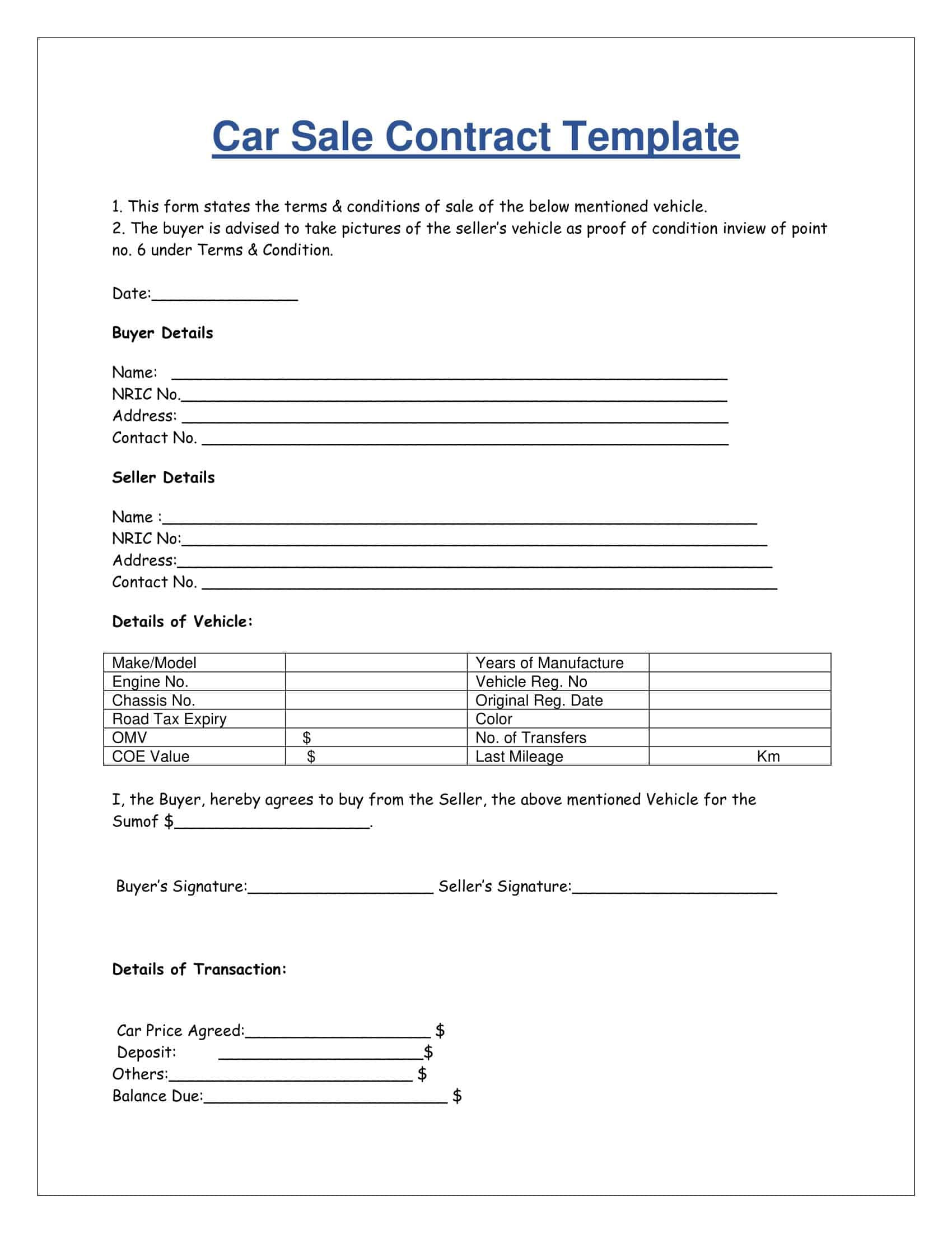 sample private car sales agreement template sample private car sales agreement template