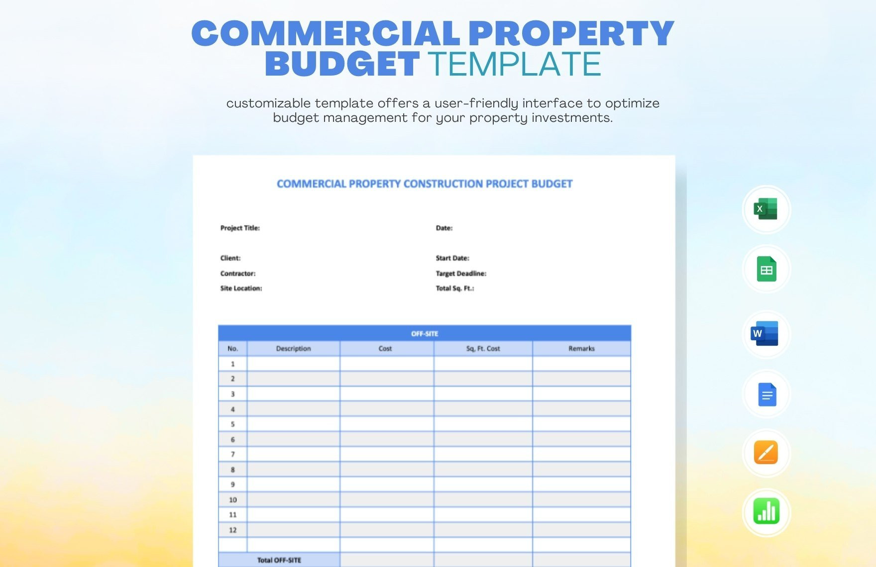 sample commercial property budget template sample commercial property budget template