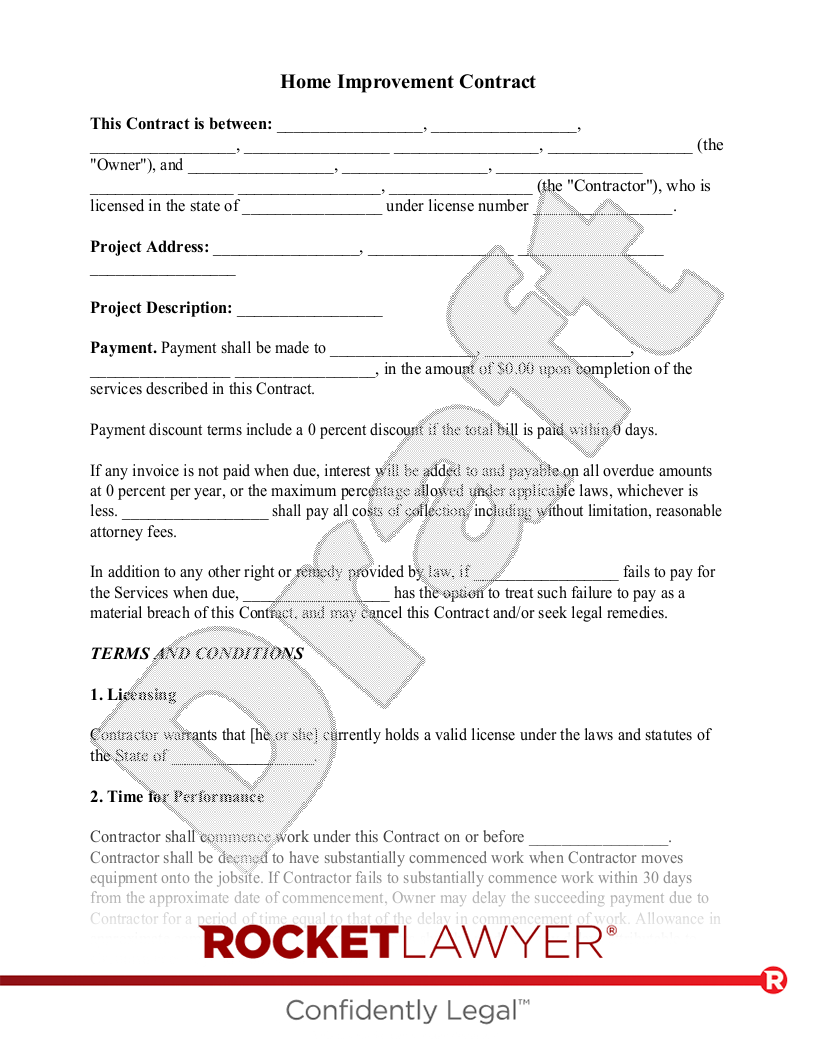 sample renovation agreement template sample renovation agreement template