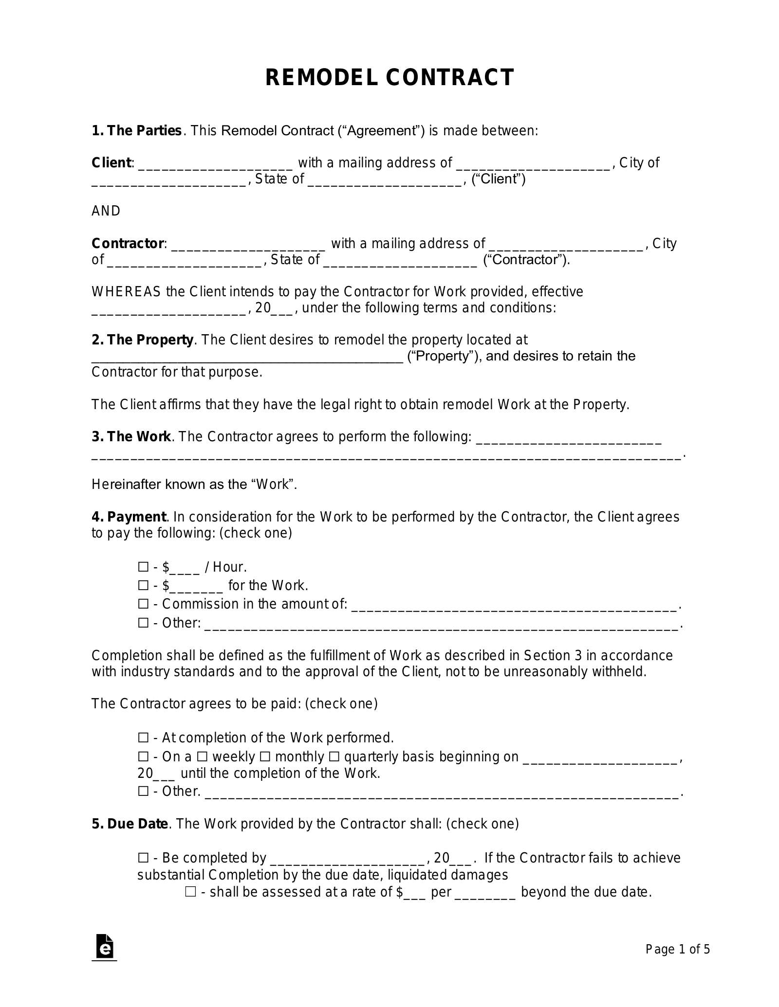 sample renovation agreement template sample renovation agreement template