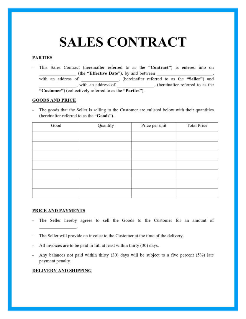 sample sales agreement template sample sales agreement template