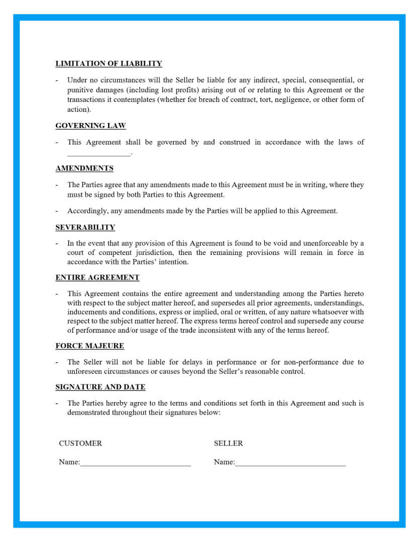sample sales agreement template sample sales agreement template