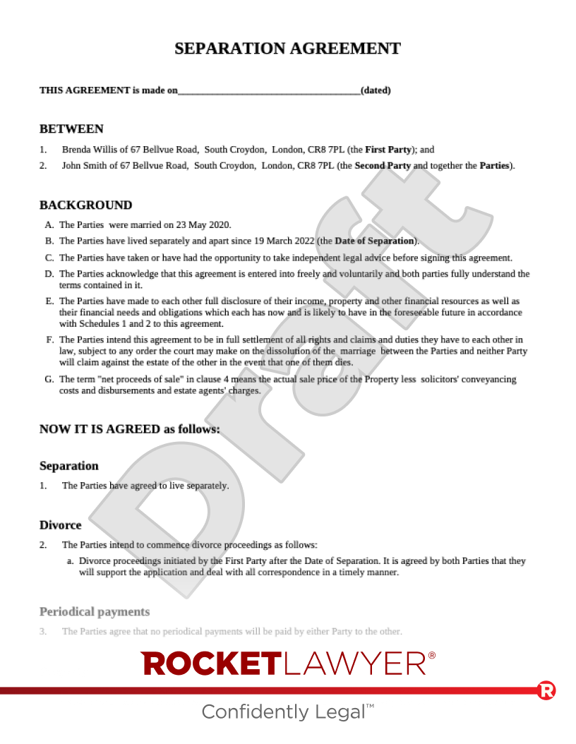 sample separate agreement template sample separate agreement template
