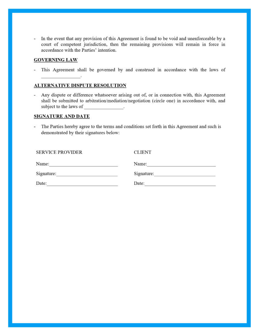 sample Service Agreement Template sample Service Agreement Template