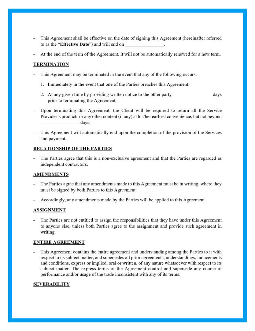 sample Service Agreement Template sample Service Agreement Template