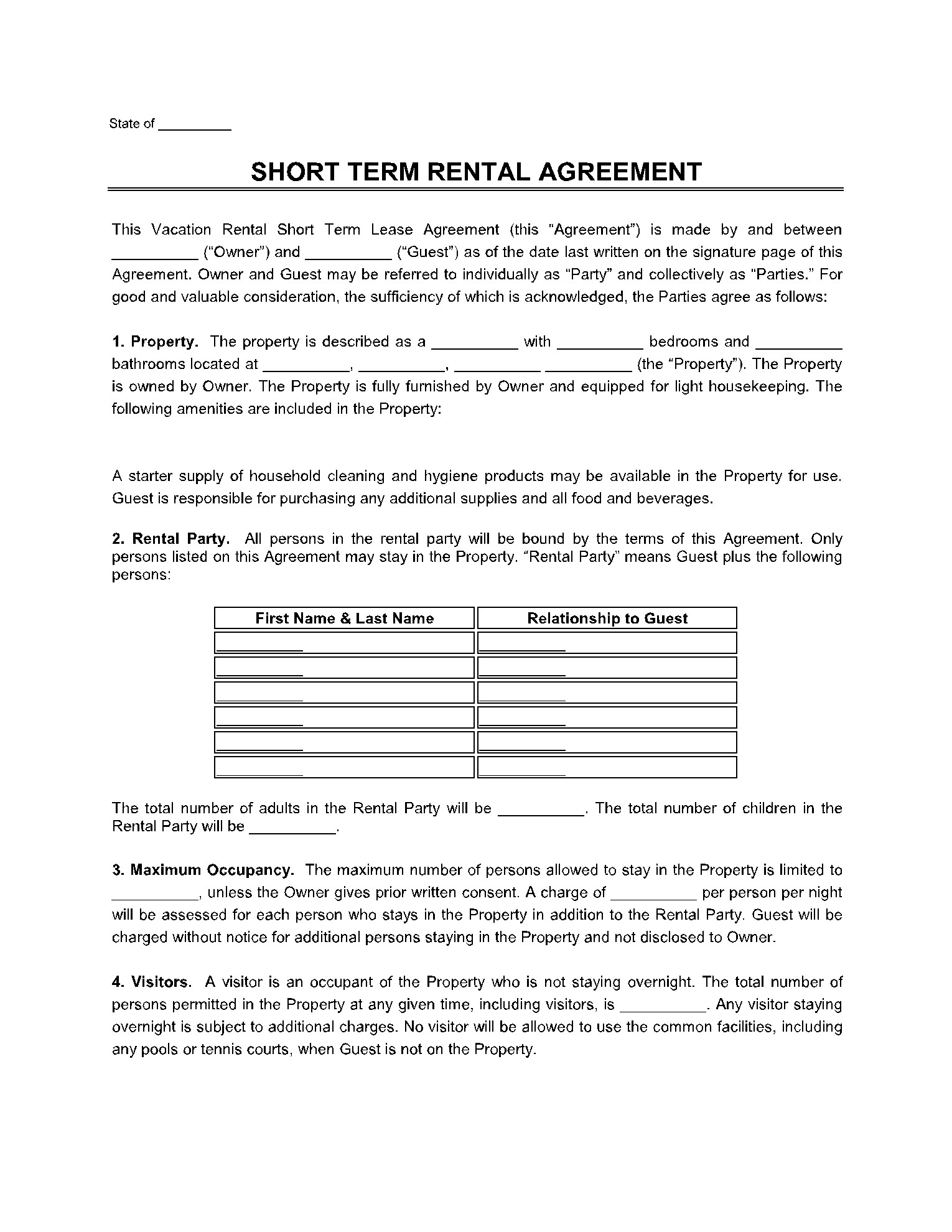 sample Short Term Lease Agreement Template sample Short Term Lease Agreement Template