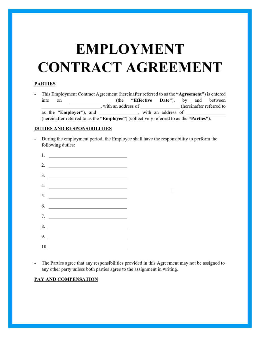 sample job agreement template sample job agreement template