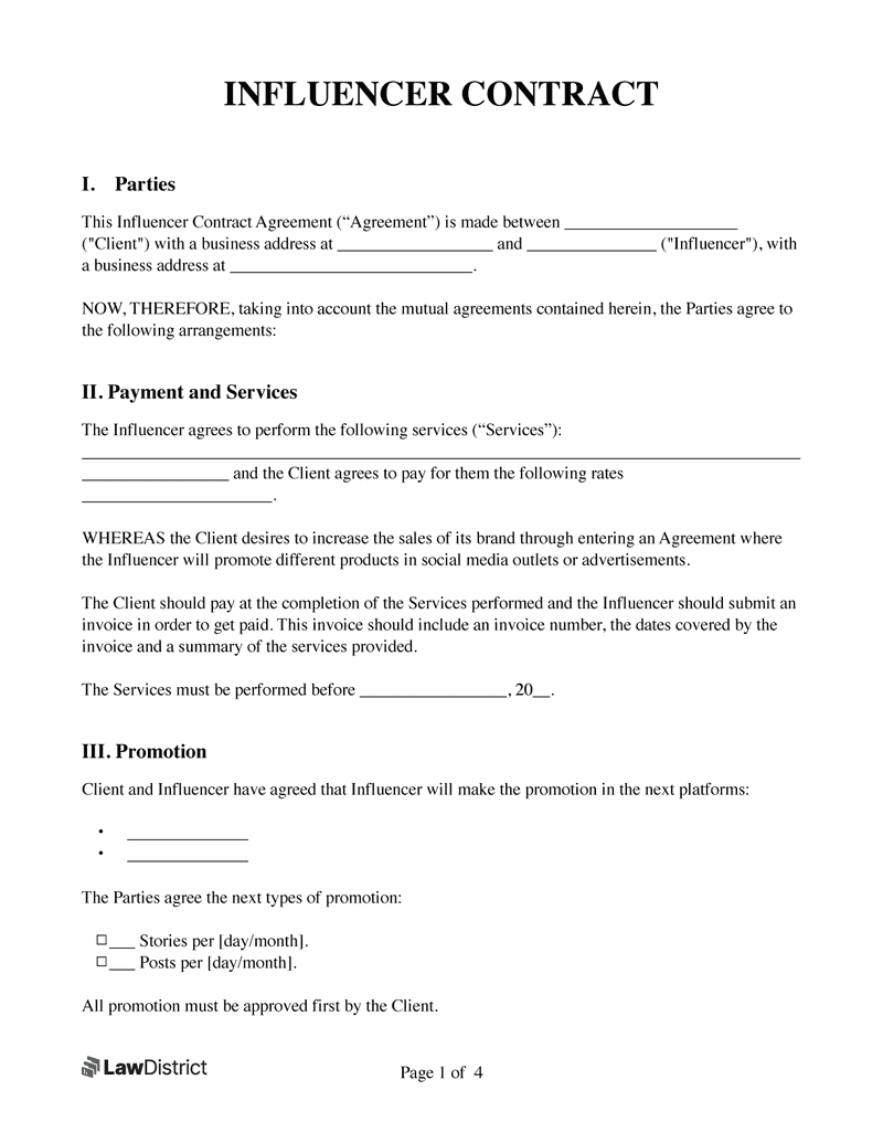 sample influencer agreement template sample influencer agreement template