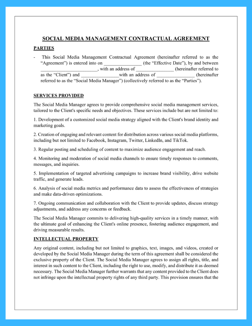 sample Social Media Management Agreement Template sample Social Media Management Agreement Template
