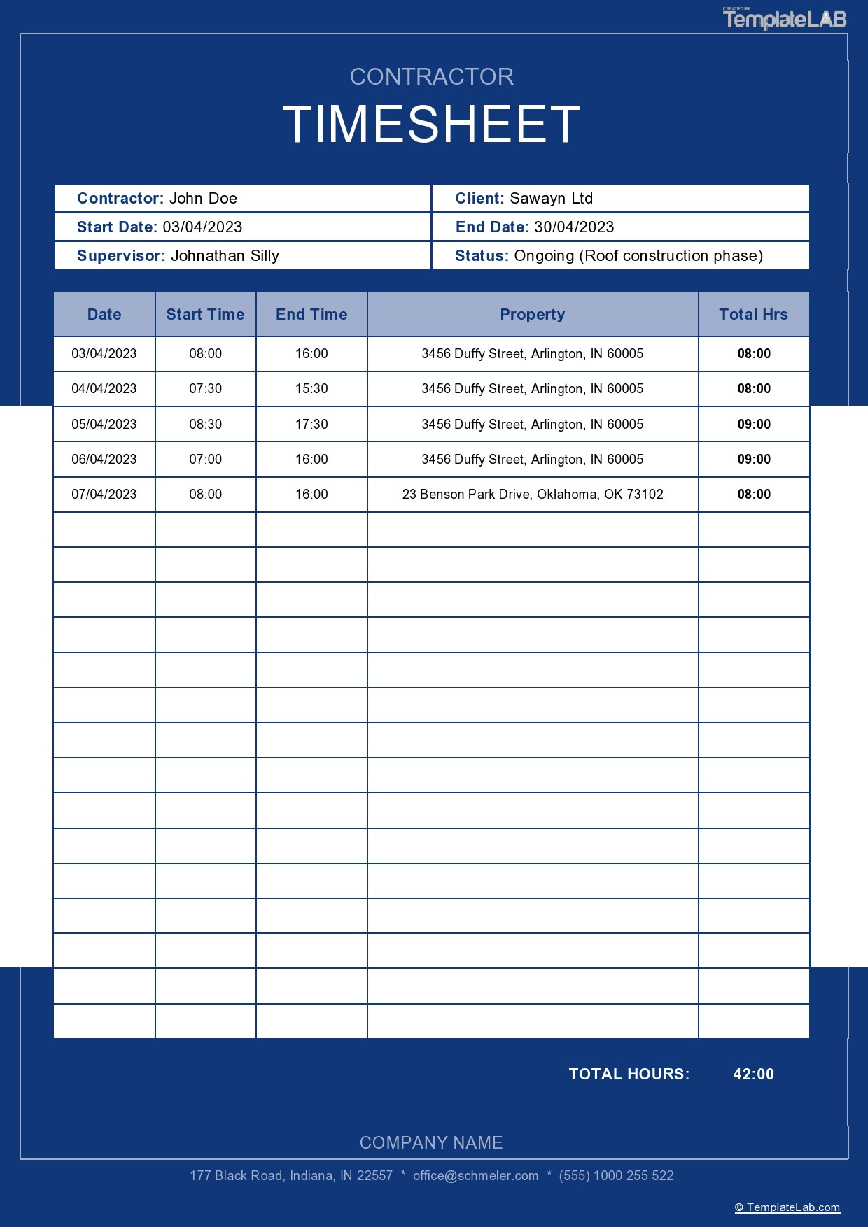 sample contractor timesheet template sample contractor timesheet template