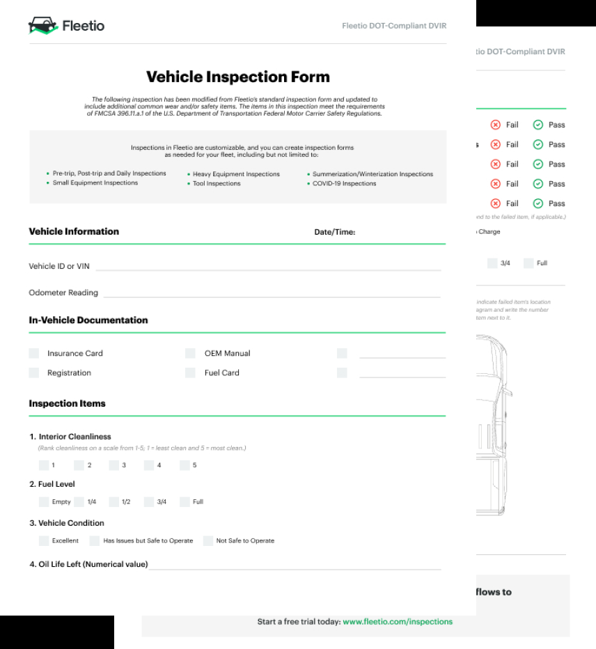 sample fleet vehicle checklist template sample fleet vehicle checklist template