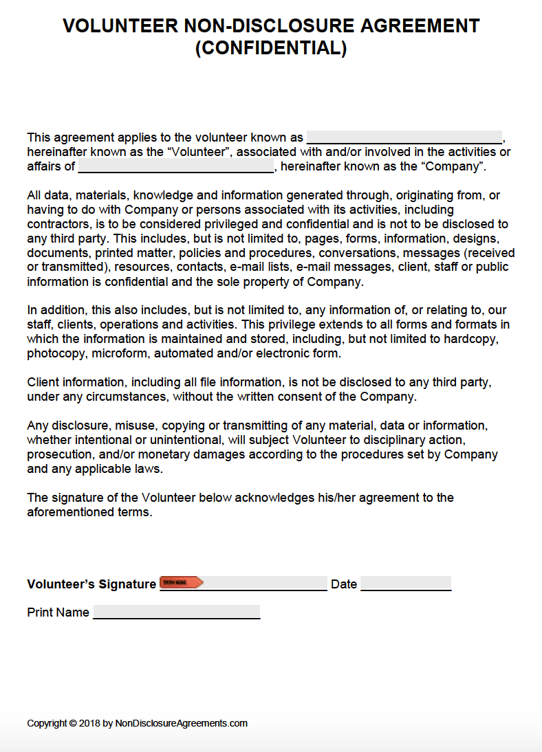 sample Volunteer Agreement Template sample Volunteer Agreement Template