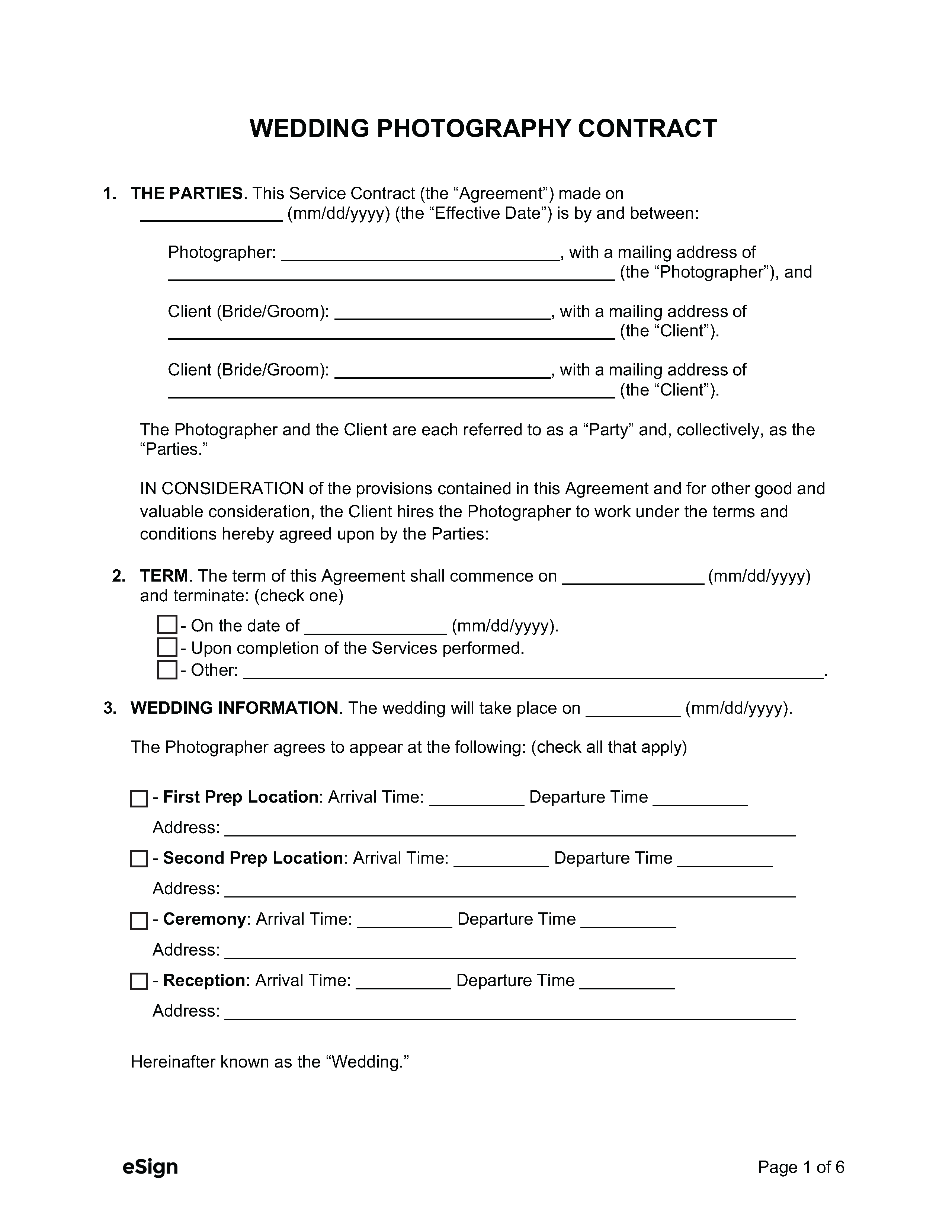 sample Wedding Photography Agreement Template sample Wedding Photography Agreement Template