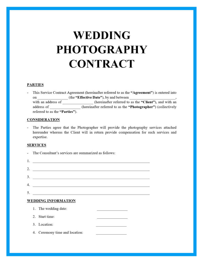 sample Wedding Photography Agreement Template sample Wedding Photography Agreement Template