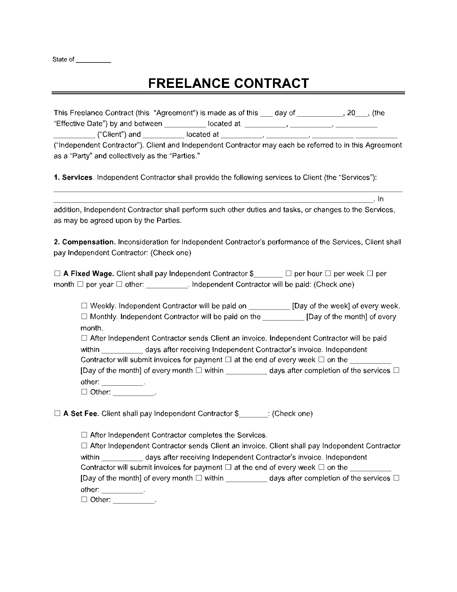 sample freelance contractor agreement template sample freelance contractor agreement template