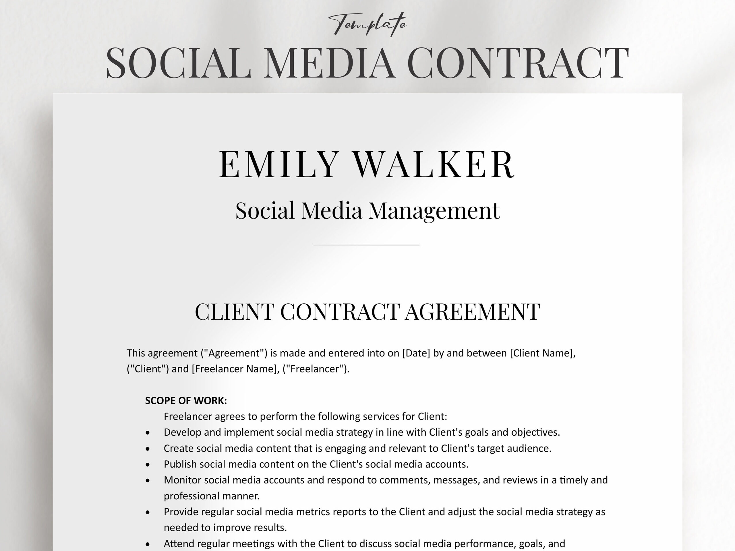 sample Social Media Management Agreement Template sample Social Media Management Agreement Template
