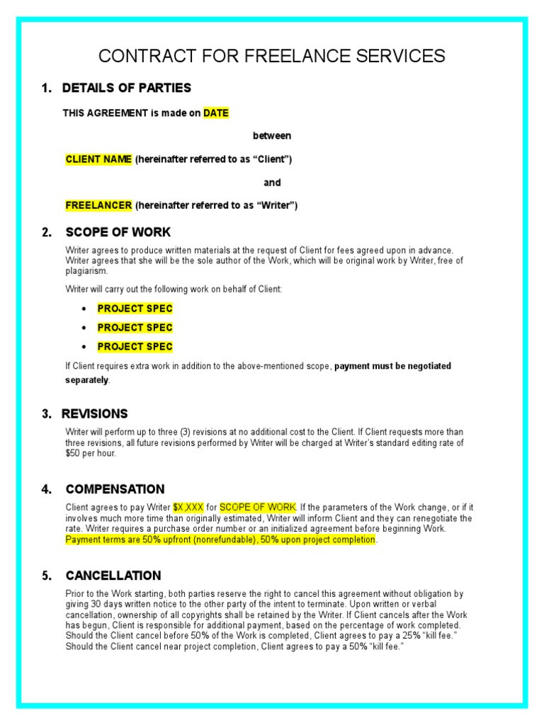 sample freelance contractor agreement template sample freelance contractor agreement template