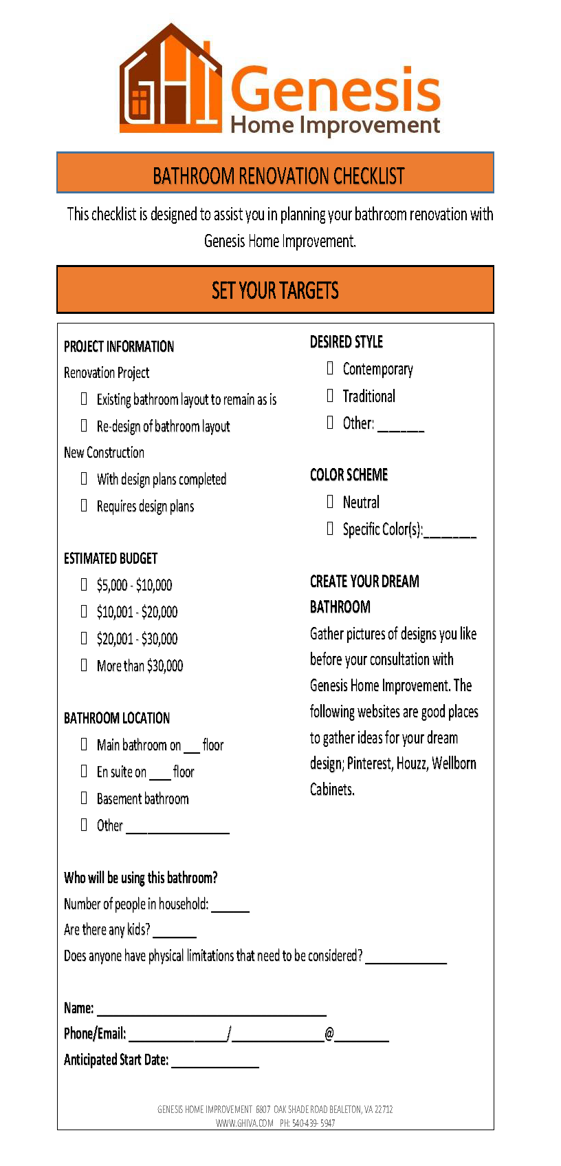sample bathroom remodel checklist template sample bathroom remodel checklist template