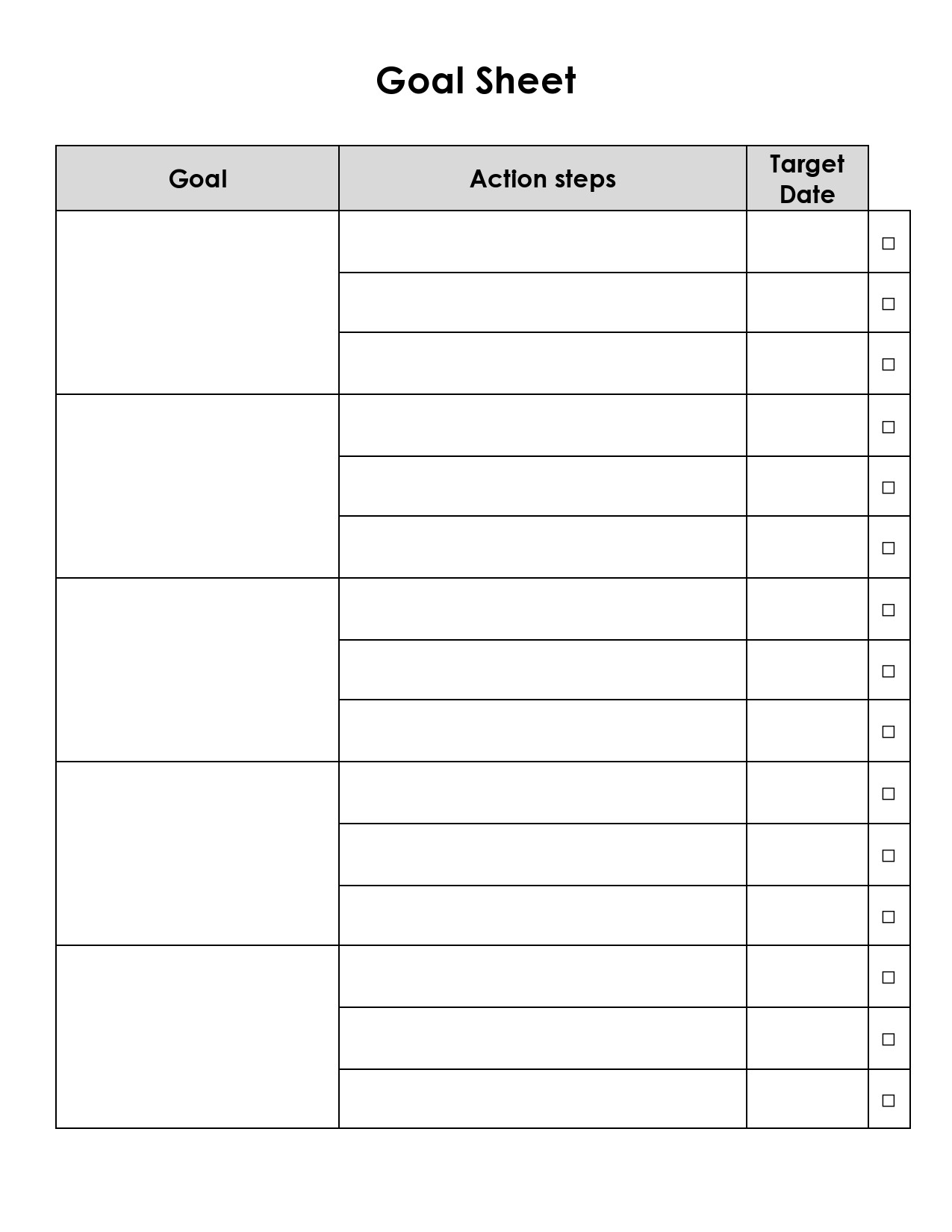 goal chart template sample goal chart template sample