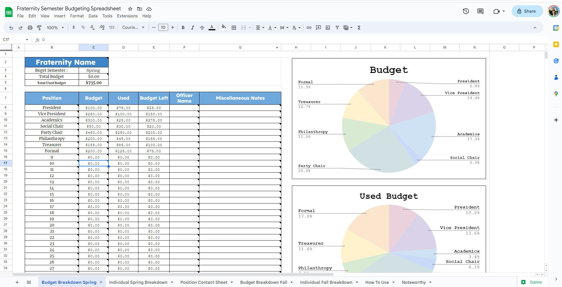 sample fraternity budget template sample fraternity budget template