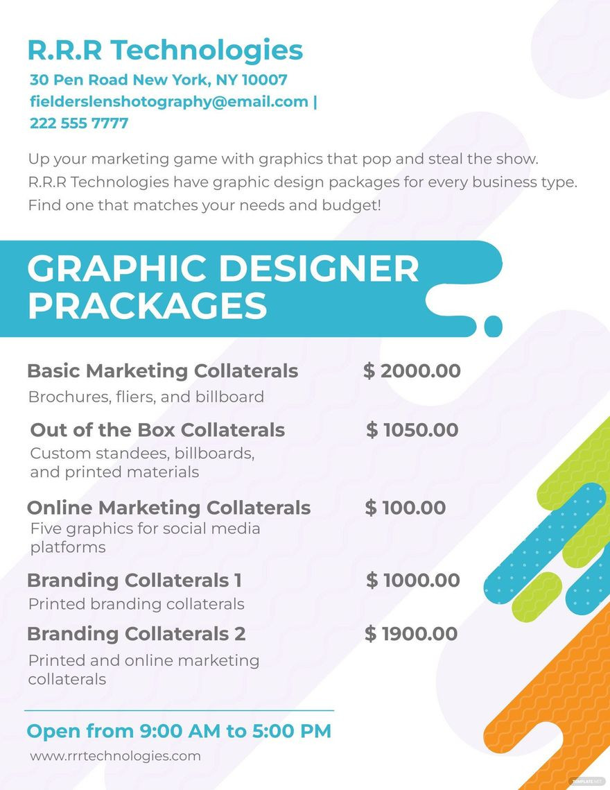 sample Graphic Design Price List Template sample Graphic Design Price List Template