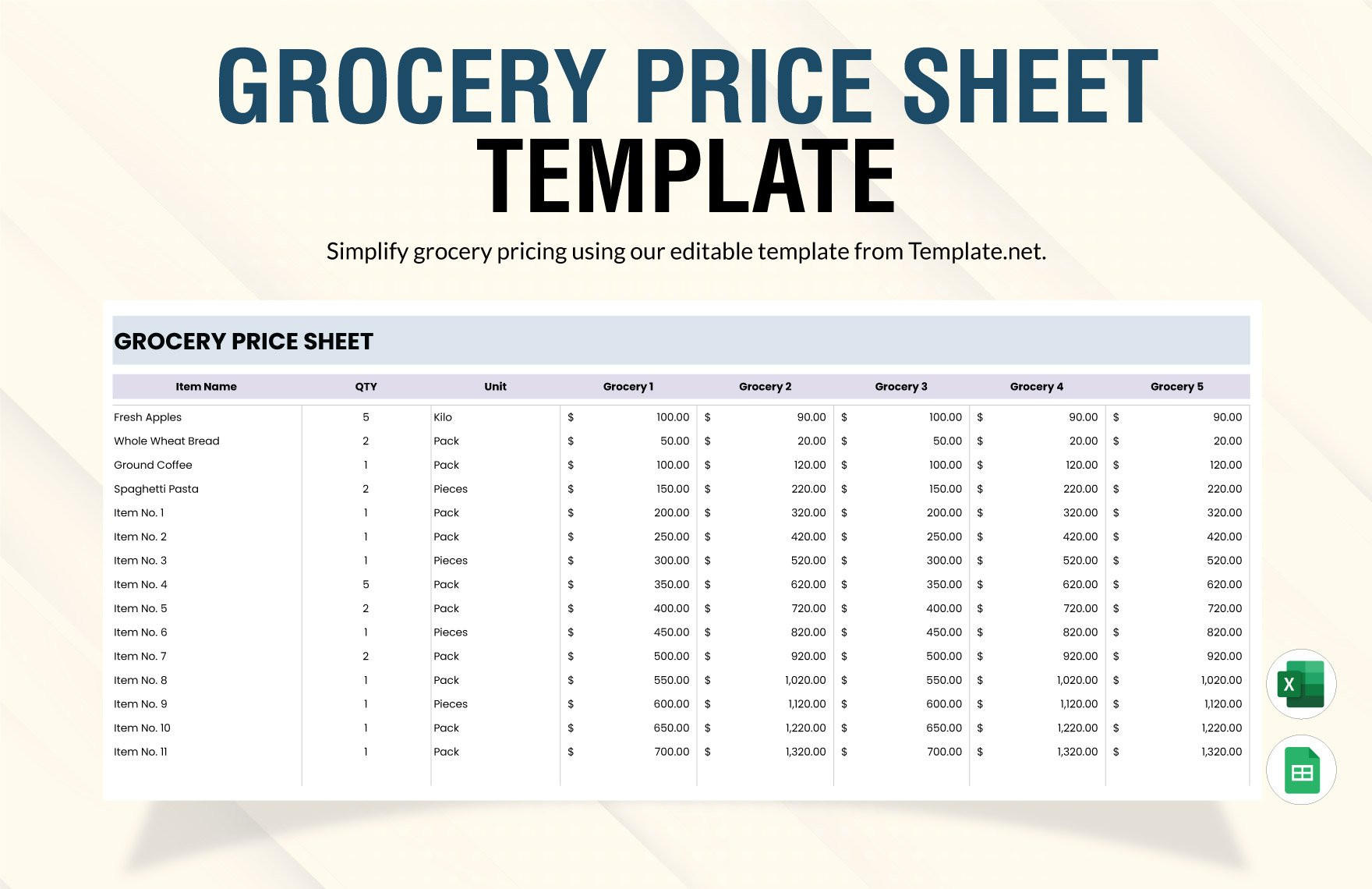 sample Grocery Price List Template sample Grocery Price List Template