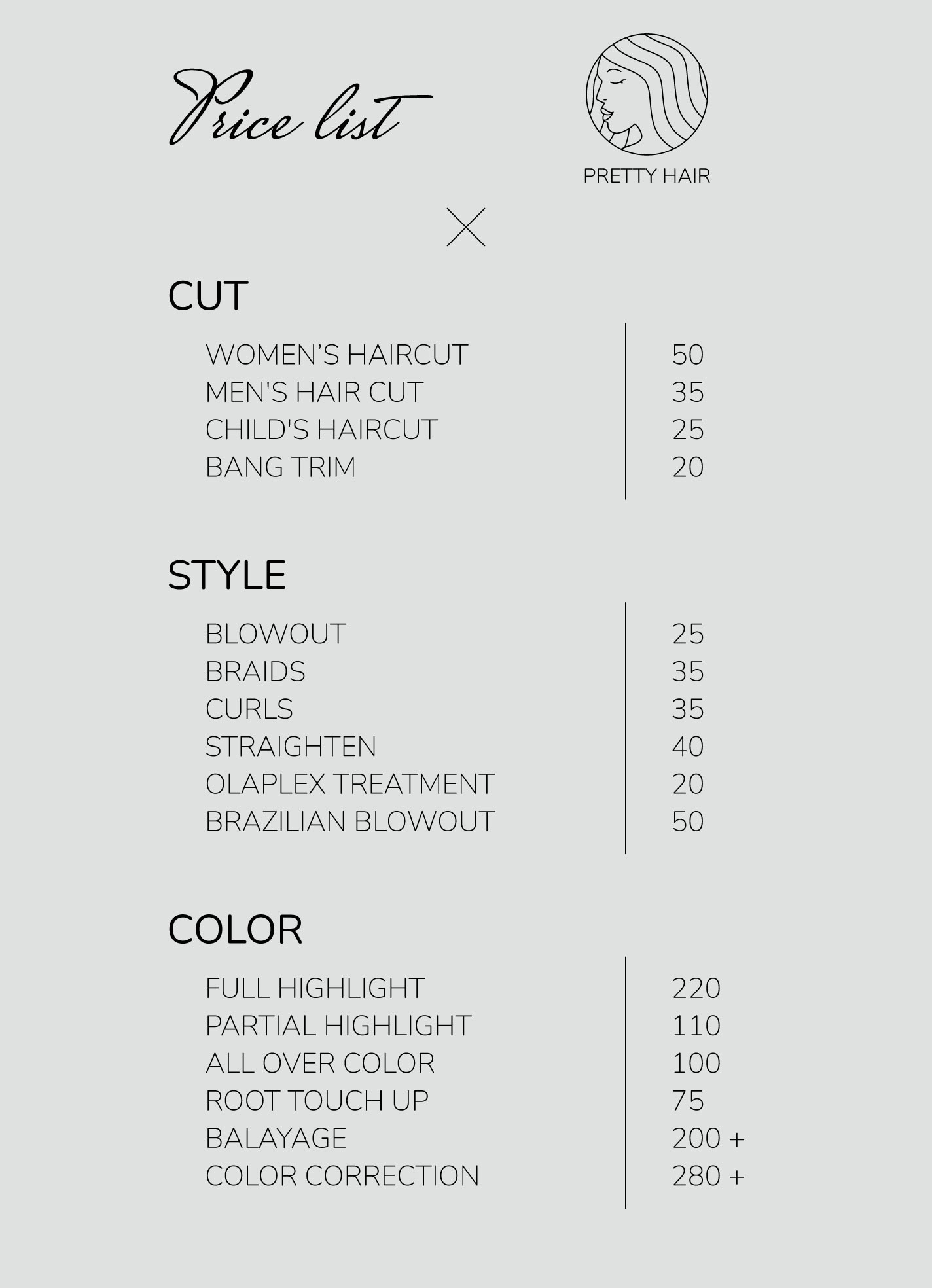 sample Hair Salon Price List Template sample Hair Salon Price List Template
