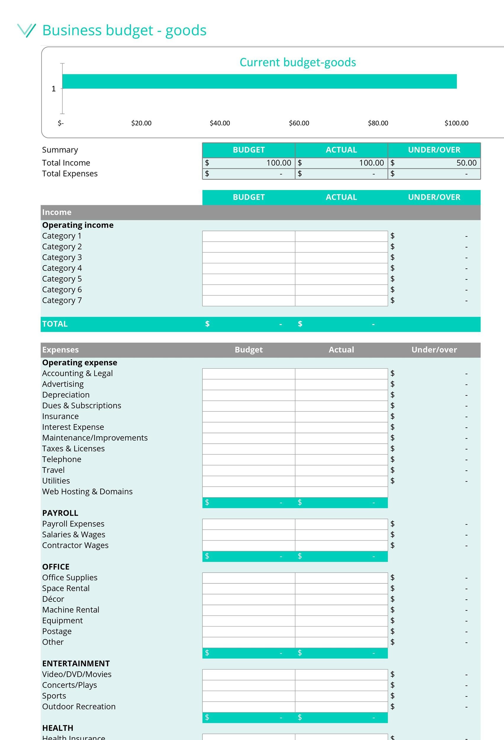 sample business operating budget template sample business operating budget template