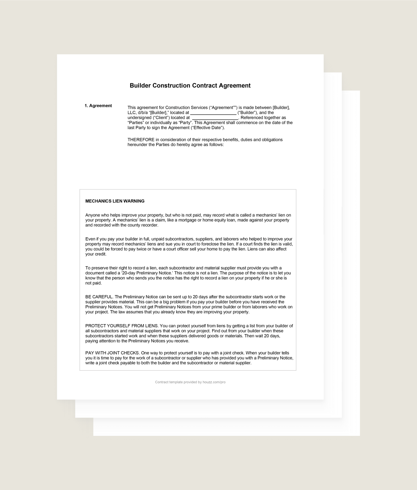 sample builder agreement template sample builder agreement template