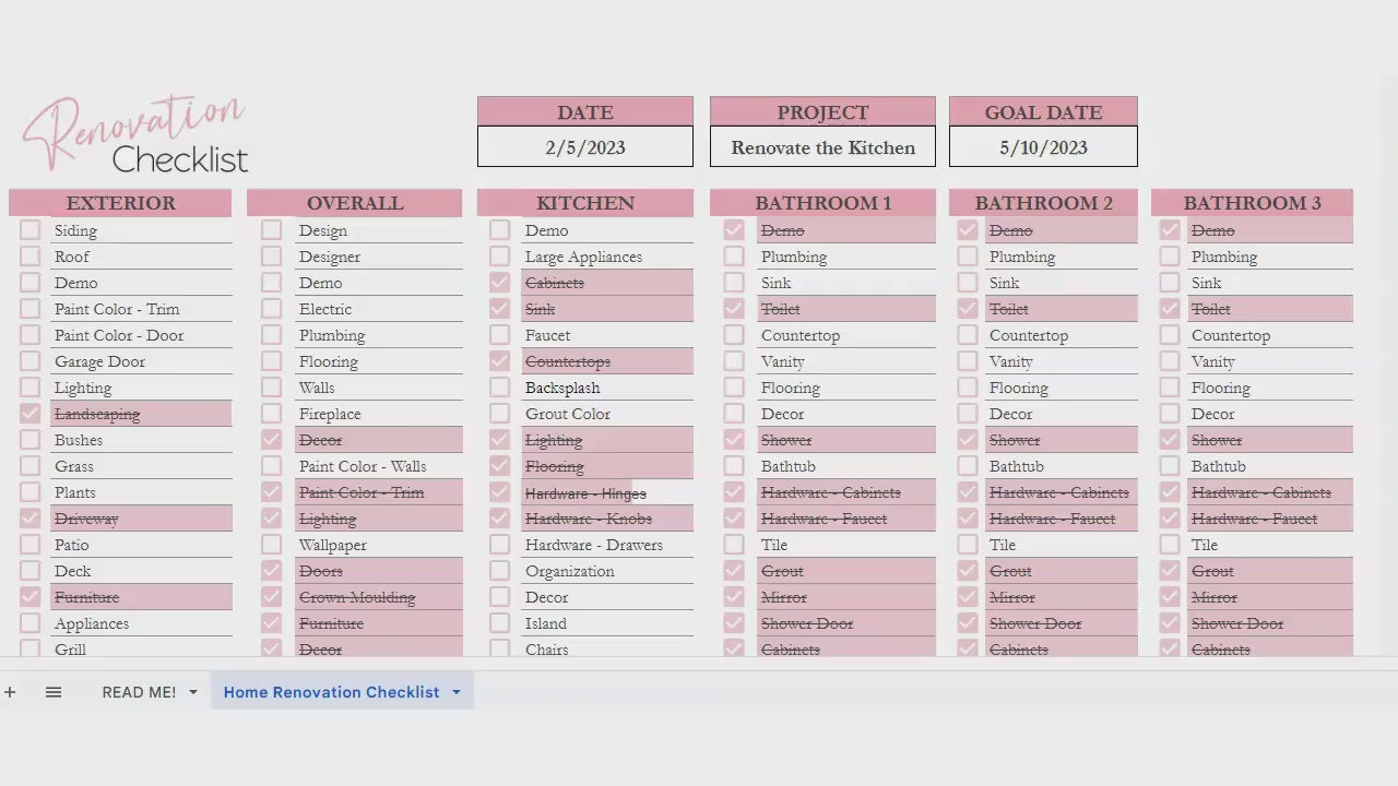Home Renovation Checklist Template Google Sheets Excel Spreadsheet Home Renovation Checklist Template Google Sheets Excel Spreadsheet